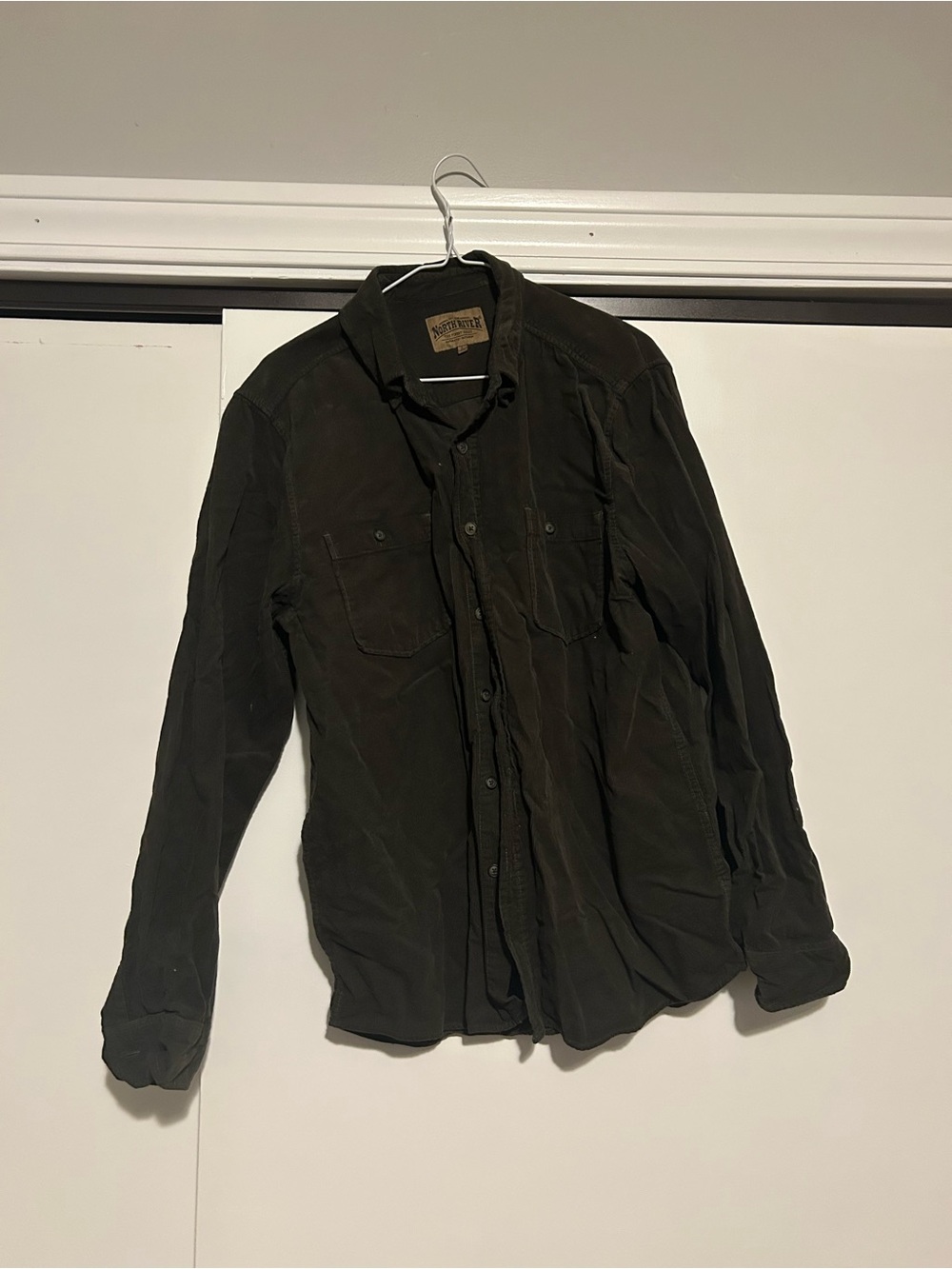North River Dark Olive Green Button-Up Shirt